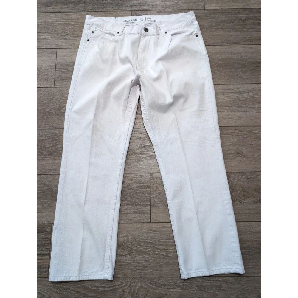 VINTAGE GENES BLACK LABEL SLIM FIT COMFORT  WHITE DENIM JEANS MEN'S SZ 38X30 EUC